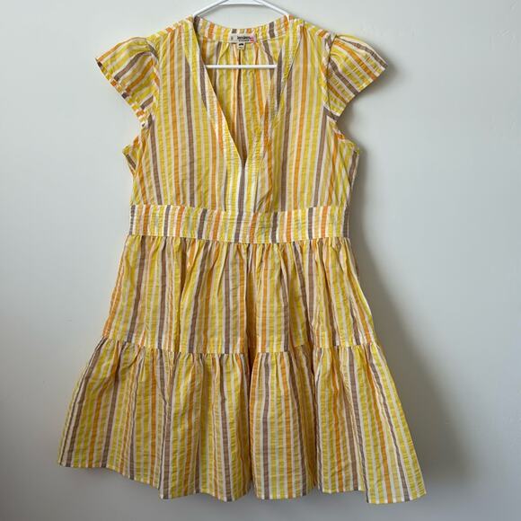 Lemlem Bekele Flutter Sleeve Mini Dress in Yellow Size: M - Picture 1 of 8